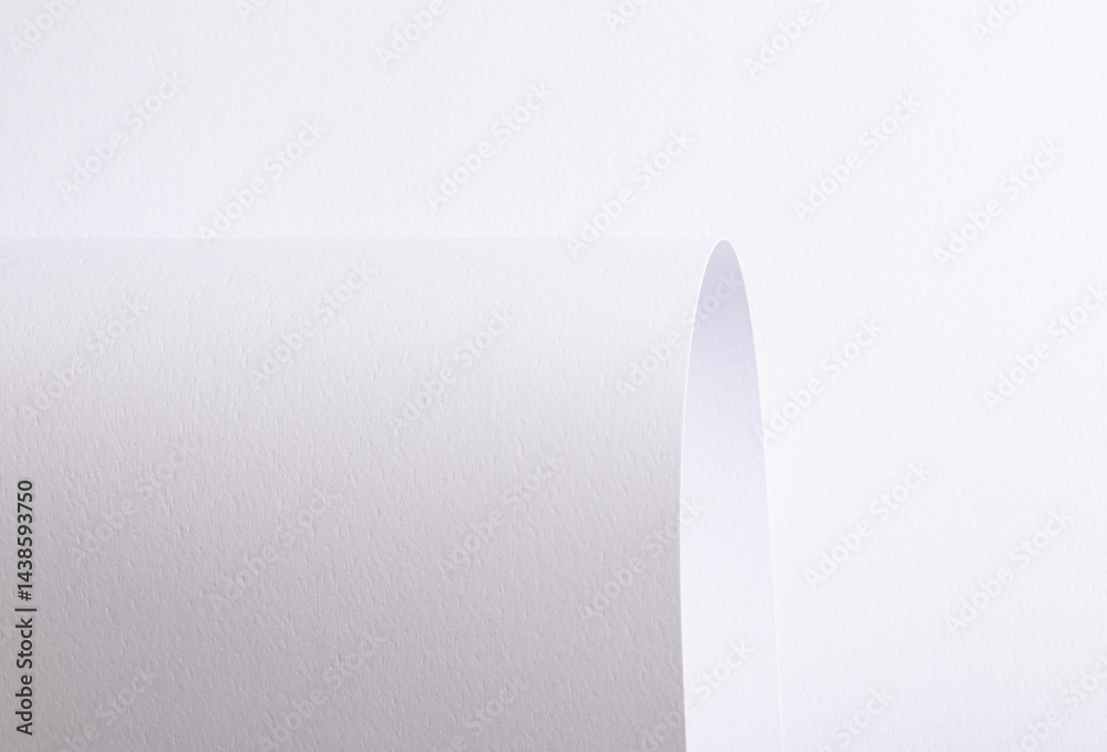 Fototapete Paper texture with pure white tone, clean smooth surface and folded wavy composition, bright white designer paper creating elegant stylish backdrop with soft neutral contrast..
