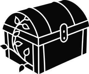 minimalist closed treasure chest with vines