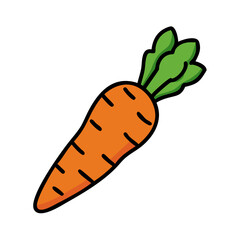 Cartoon carrot vector illustration for healthy eating and vegetable garden design projects isolated