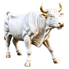 marble stone bull statue isolated on transparent background
