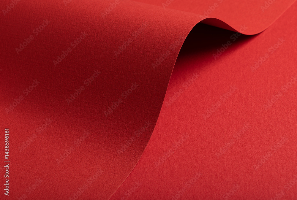 Fototapete red paper texture with bright fire red and scarlet tones, matte surface with bold folded and rolled 