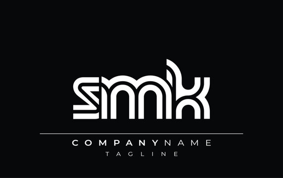 SMK Creative Unique Modern Letter Logo Design. Stylized logo featuring a unique letter design, presenting abstract minimalist aesthetics and modern appeal.