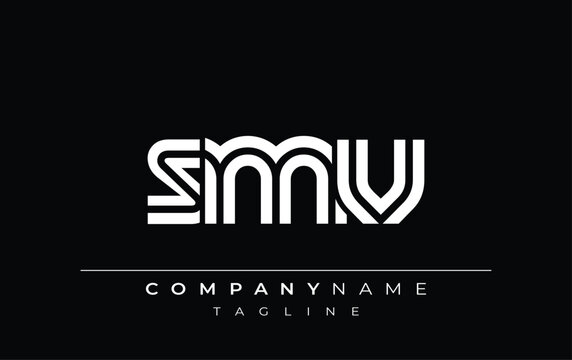 SMV Creative Unique Modern Letter Logo Design. Stylized logo featuring a unique letter design, presenting abstract minimalist aesthetics and modern appeal.