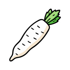 Illustration of daikon radish vegetable fresh organic healthy food white radish root vegetable art