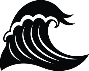 minimalist wave crashing icon on white background .eps
