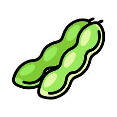 Isolated edamame pods vector illustration, green soybeans healthy food, japanese snack, veggie, diet