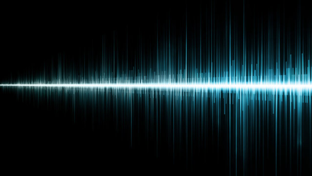 Sound wave and waveform in dynamic, colorful design. Blue gradient representing audio, signal, and rhythm with glowing, wavy streaks. Visualizing communication, technology, and energy through vibrant - Powered by Adobe