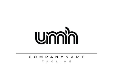 Obraz premium UMH Creative Unique Modern Letter Logo Design. Stylized logo featuring a unique letter design, presenting abstract minimalist aesthetics and modern appeal.