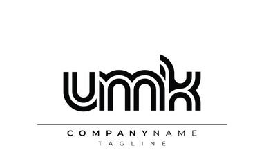 Fototapeta premium UMK Creative Unique Modern Letter Logo Design. Stylized logo featuring a unique letter design, presenting abstract minimalist aesthetics and modern appeal.