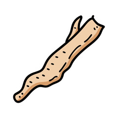 Illustration of a cassava root vegetable for healthy eating and cooking ingredient ideas recipe