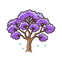 Obraz premium Illustration of a beautiful jacaranda tree in full bloom with purple flowers vector design art