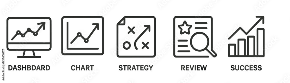 Poster Visual representation of business performance metrics and strategic planning elements in a digital format