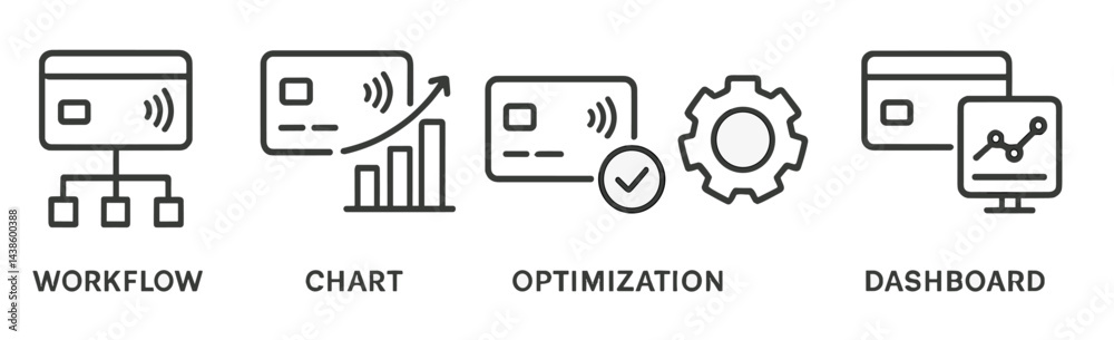Poster Visual representation of workflow, chart, optimization, and dashboard in business process analysis