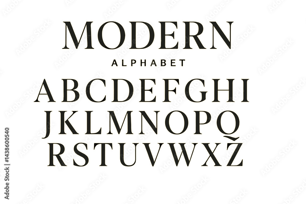 Leinwandbilder stylish modern alphabet design showcasing uppercase letters and unique typographic elements in a cle