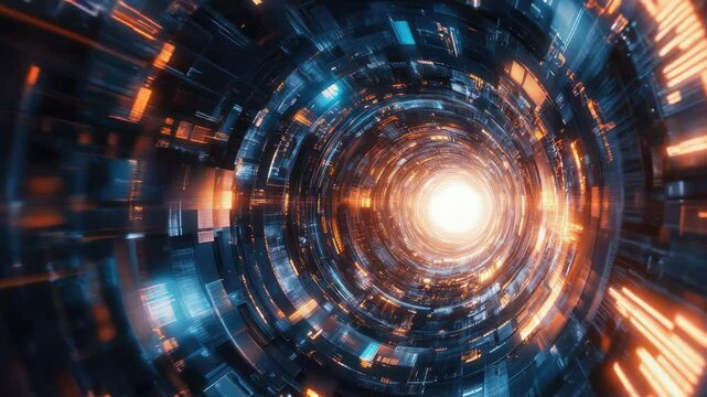 Electronic components with blue lights in a circular path