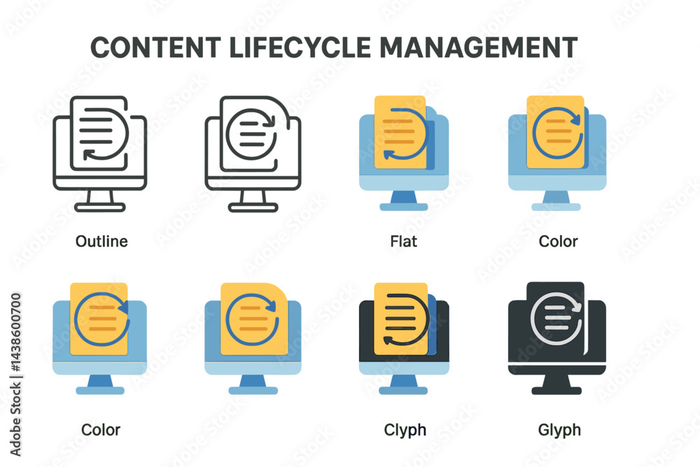 Aufkleber understanding various styles in content lifecycle management through detailed visual representations