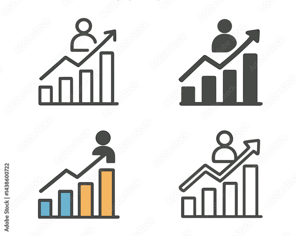 Poster Trend indicators showcase growth and progress with various chart styles and figures