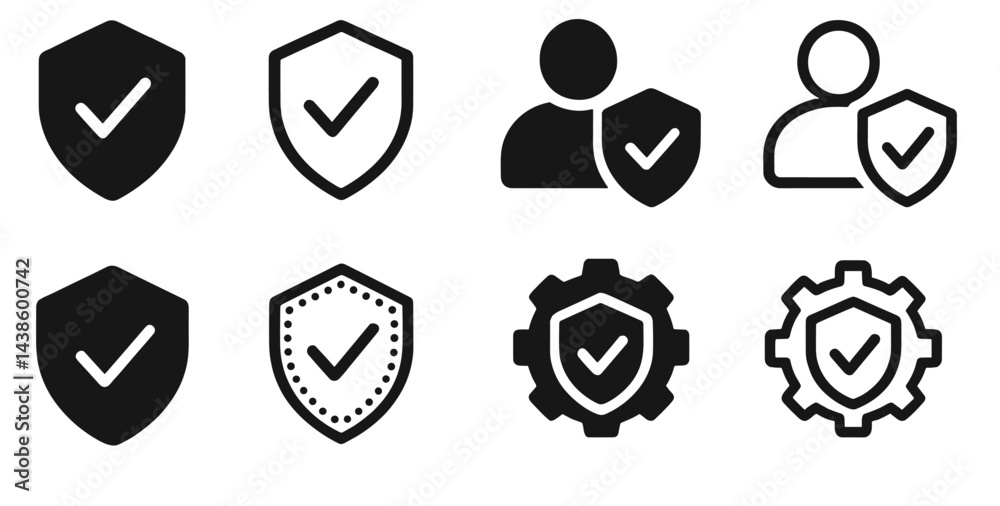 Leinwandbilder symbols representing security and protection in various contexts and applications with checkmarks fo
