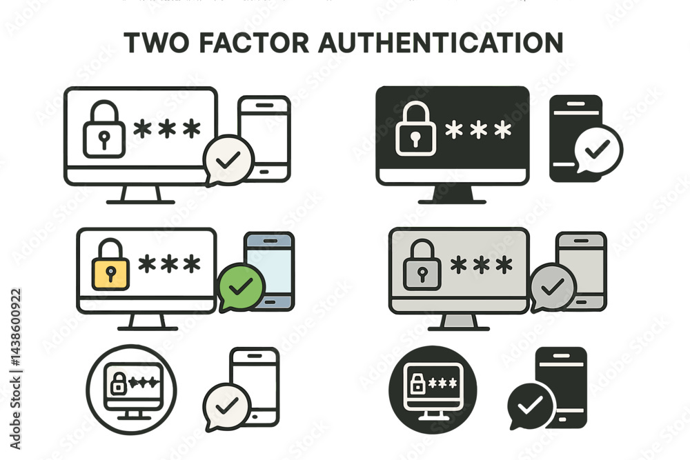 Poster Two factor authentication concept demonstrating security measures for online accounts and personal data