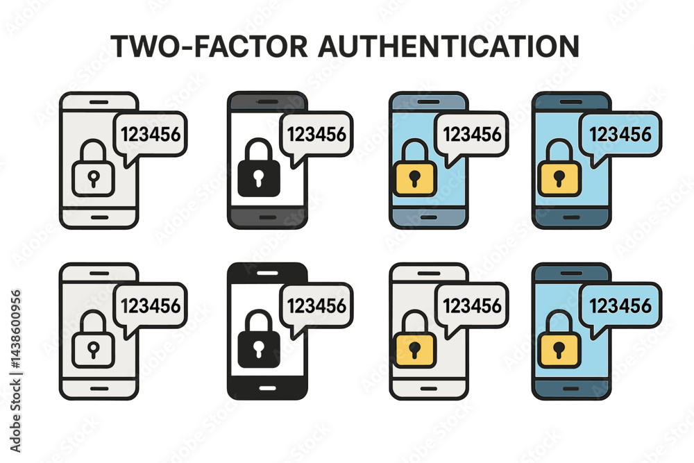 Aufkleber Two-factor authentication process with mobile devices and security features illustrated clearly for user understanding