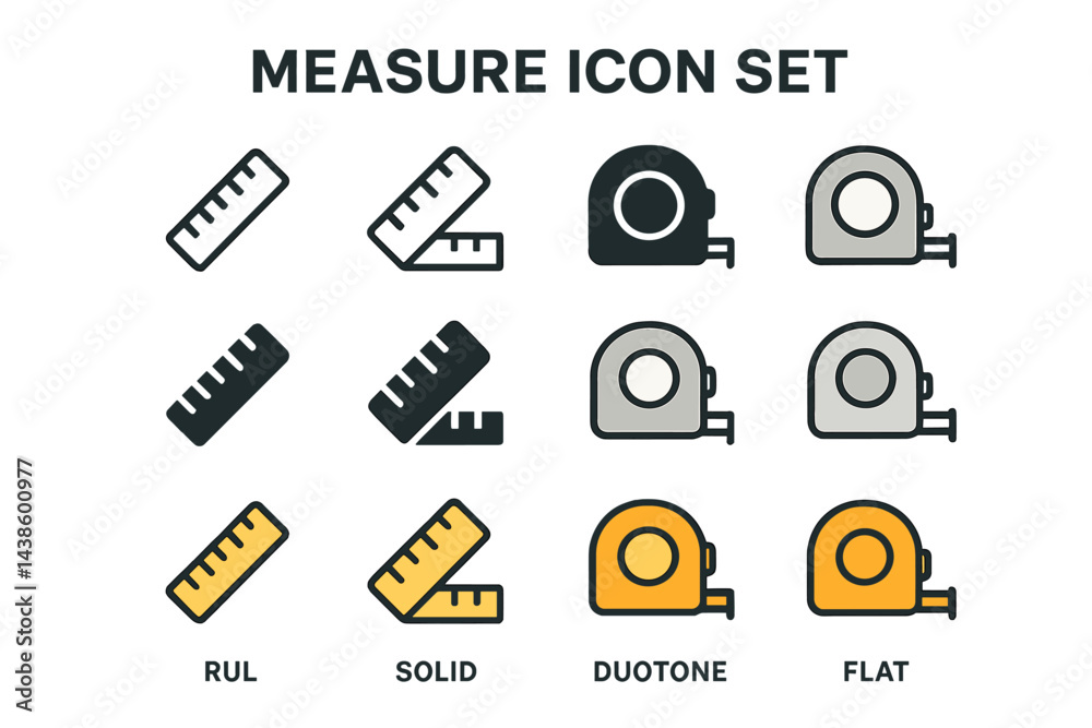 Poster Various measuring tools icons designed in modern flat style for easy use in graphical applications