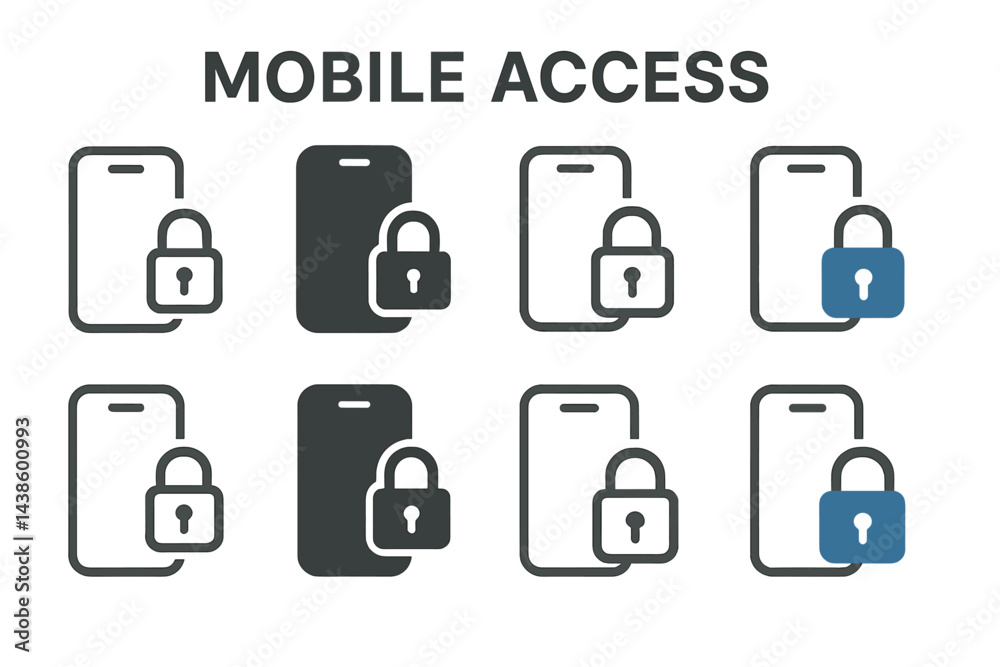 Leinwandbilder Understanding mobile access security with various lock icons representing digital protection strategies