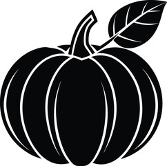 realistic pumpkin with leaves on white background