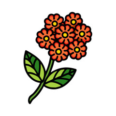 Illustration of orange flower bouquet with green leaves floral design botanical drawing vector art