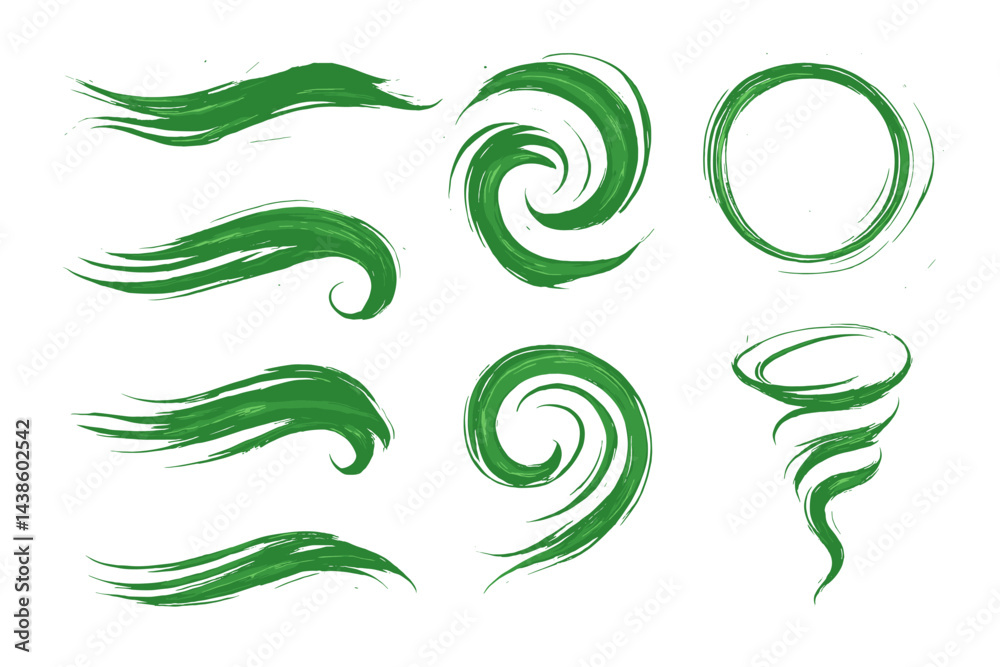 Leinwandbilder Green swirling patterns showcasing dynamic shapes and forms in digital design for creative projects