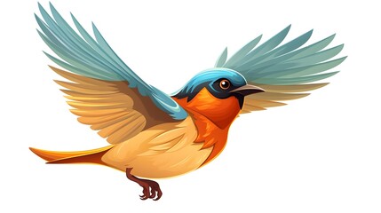 Vintage Cartoon Bird Flying in Retro Style Vector Illustration