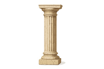 Classic marble column stands upright in a well-lit space showcasing ancient architectural design features and craftsmanship