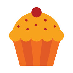 Delicious cupcake illustration with cherry topping and sprinkles on white background