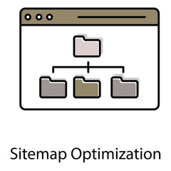 Sitemap Optimization Vector Icon Showing Search Engine Indexing, Website Navigation, and SEO Optimization