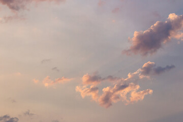 cumulus clouds on the sky blown by the wind. meditation at dusk. cloudy weather meteorology...