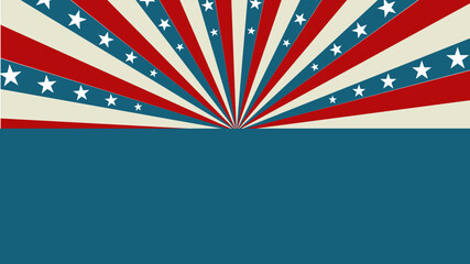 Patriotic american flag motif with stars and stripes in red, white, blue