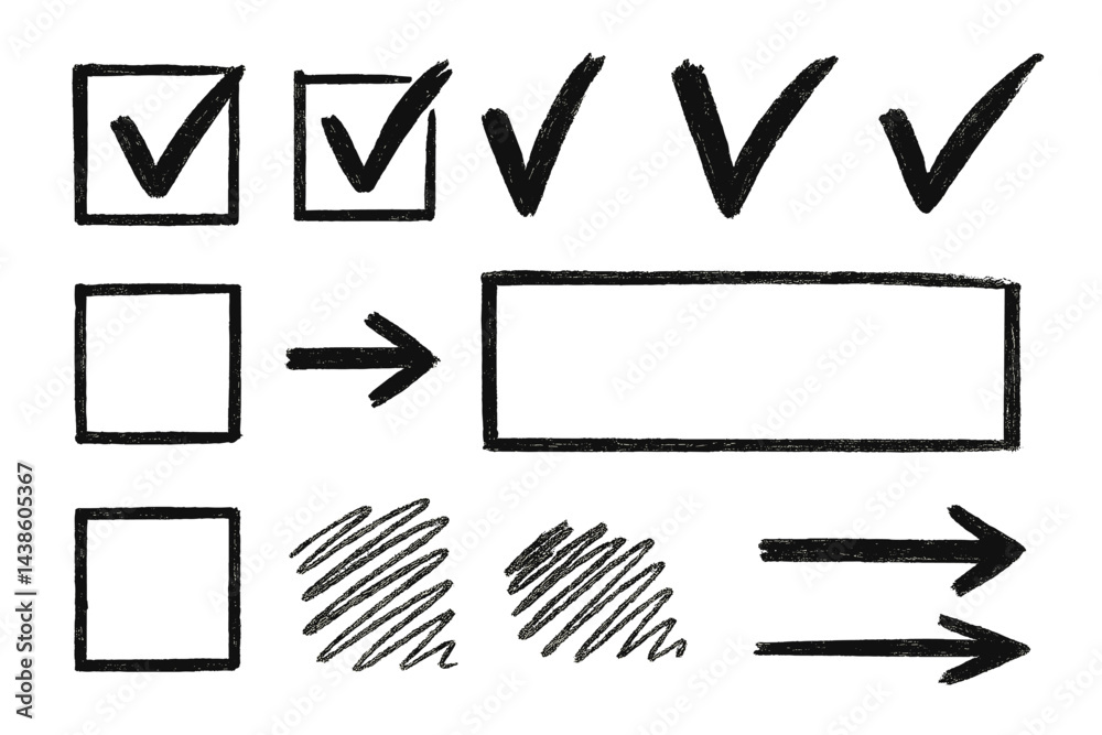 Poster Checklist and doodle elements for organization and planning tasks in a simple design