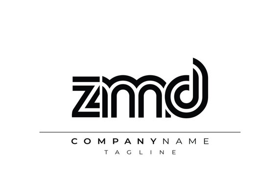 ZMD Creative Unique Modern Letter Logo Design. Stylized logo featuring a unique letter design, presenting abstract minimalist aesthetics and modern appeal.