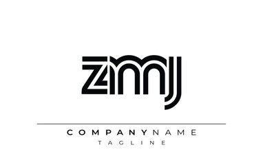 ZMJ Creative Unique Modern Letter Logo Design. Stylized logo featuring a unique letter design, presenting abstract minimalist aesthetics and modern appeal.