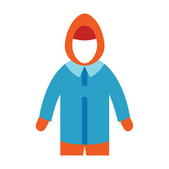 Isolated vector illustration of a person wearing a raincoat and hood