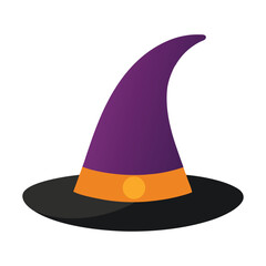 Simple purple and black witch hat illustration for halloween celebrations