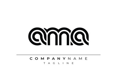 AMA Creative Unique Modern Letter Logo Design. Stylized logo featuring a unique letter design, presenting abstract minimalist aesthetics and modern appeal.