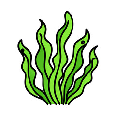 Illustration of green seaweed kelp aquatic plant marine algae ocean flora sea life vector art design