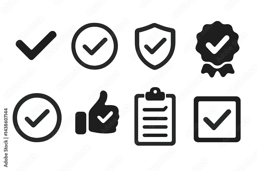 Aufkleber Different checkmark symbols showcasing approval and verification used in various contexts such as forms and ratings