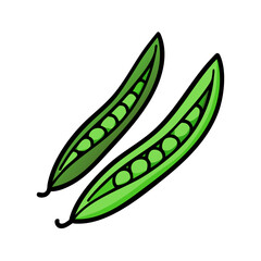 Fresh green peas in pod illustration, organic vegetable, healthy food, vegan diet, pea pods