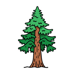 Cartoon evergreen tree illustration for nature lovers and outdoor adventure enthusiasts art print design