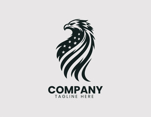 Fototapeta premium Proud Eagle American Flag Stylish Vector Logo Design, Patriotic Eagle American Flag Logo