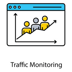 Traffic Monitoring Vector Icon Showing Digital Traffic Analysis, Surveillance Cameras, and Road Safety Solutions