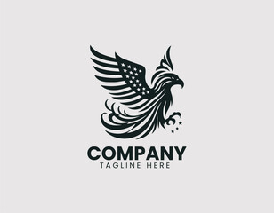 Obraz premium Proud Eagle American Flag Vector Logo