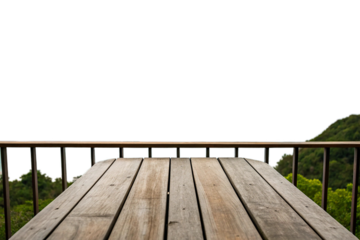 wooden table on the beach isolated on white background