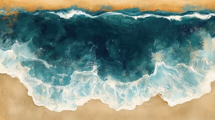 Fototapeta premium A ocean waves background with foamy texture and beach tones
